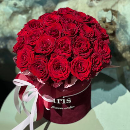 Flowerbox of red roses